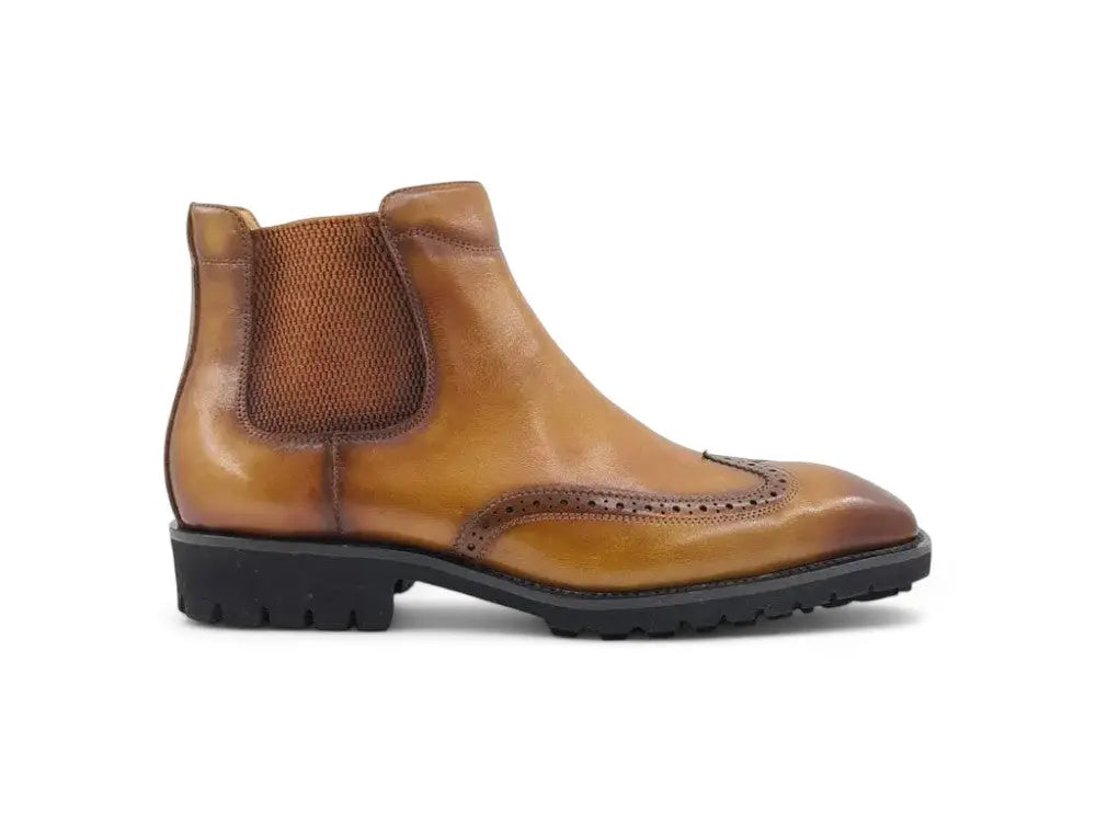 Lug Sole Chelsea Boot with Wingtip Toe Carrucci