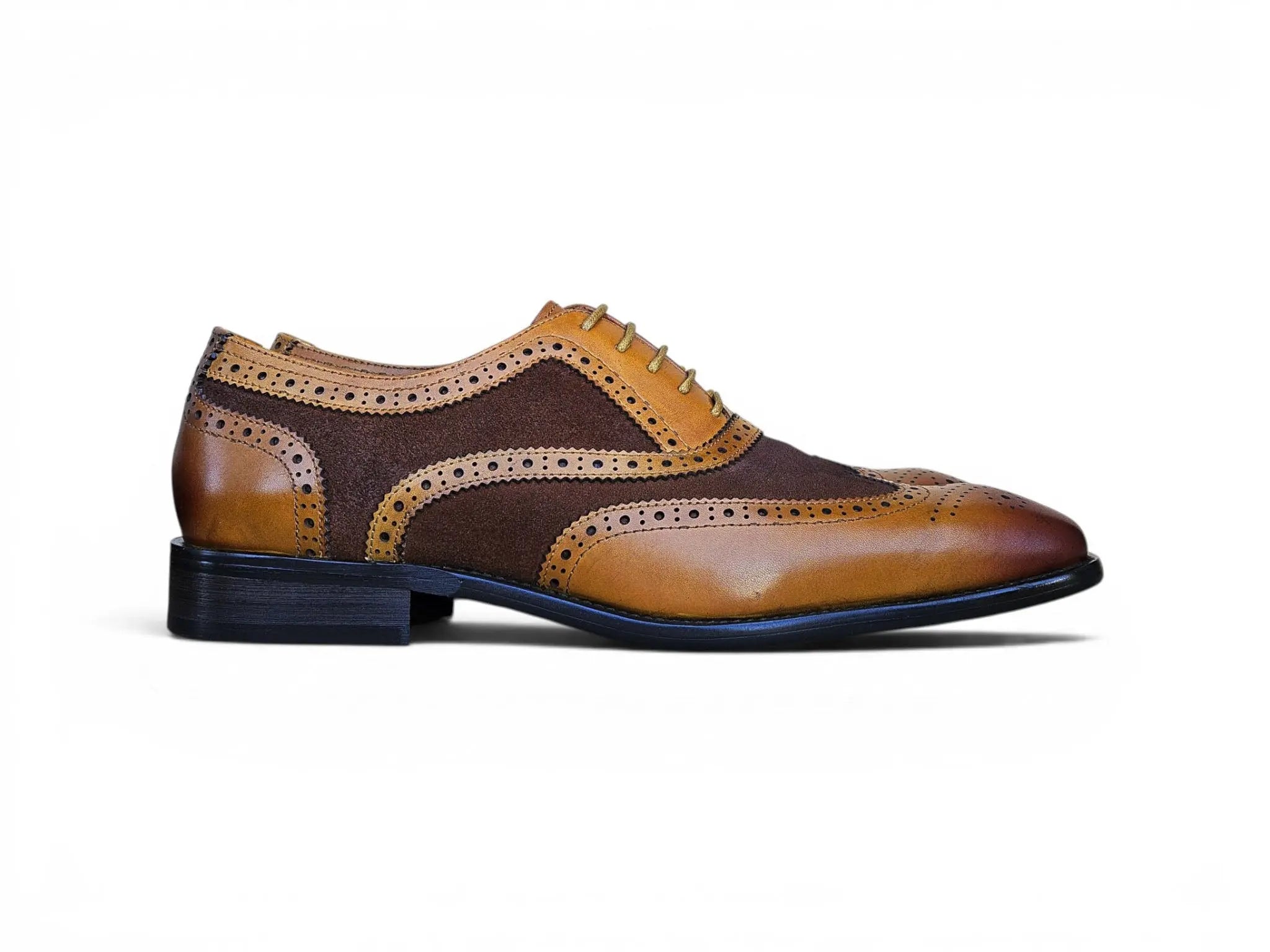 Mixed Media Burnished Wingtip Oxford Carrucci