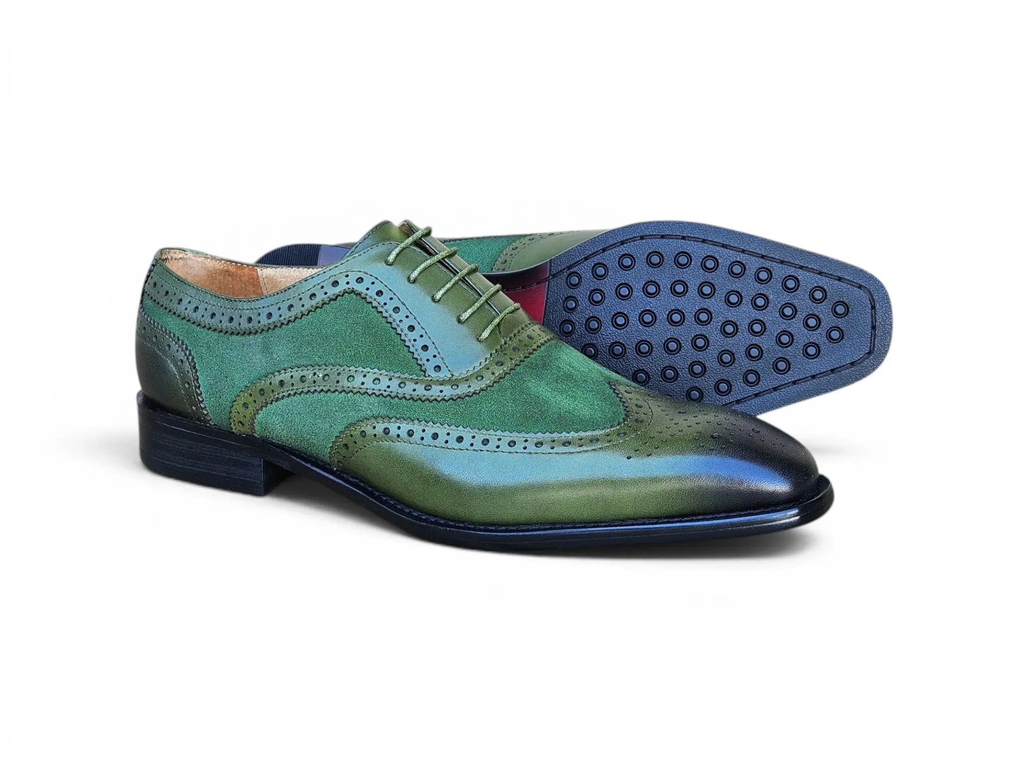 Mixed Media Burnished Wingtip Oxford Carrucci