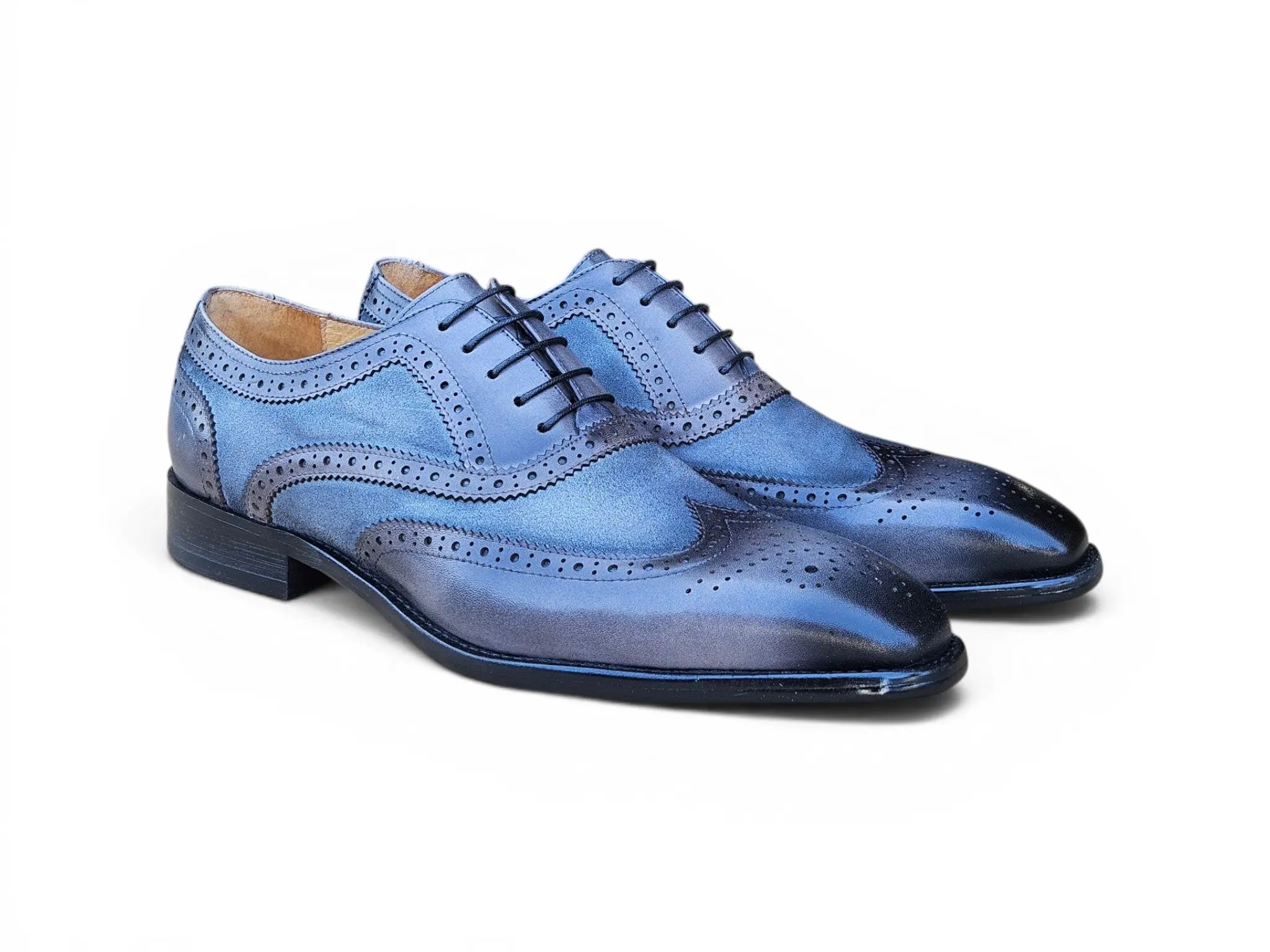Mixed Media Burnished Wingtip Oxford Carrucci