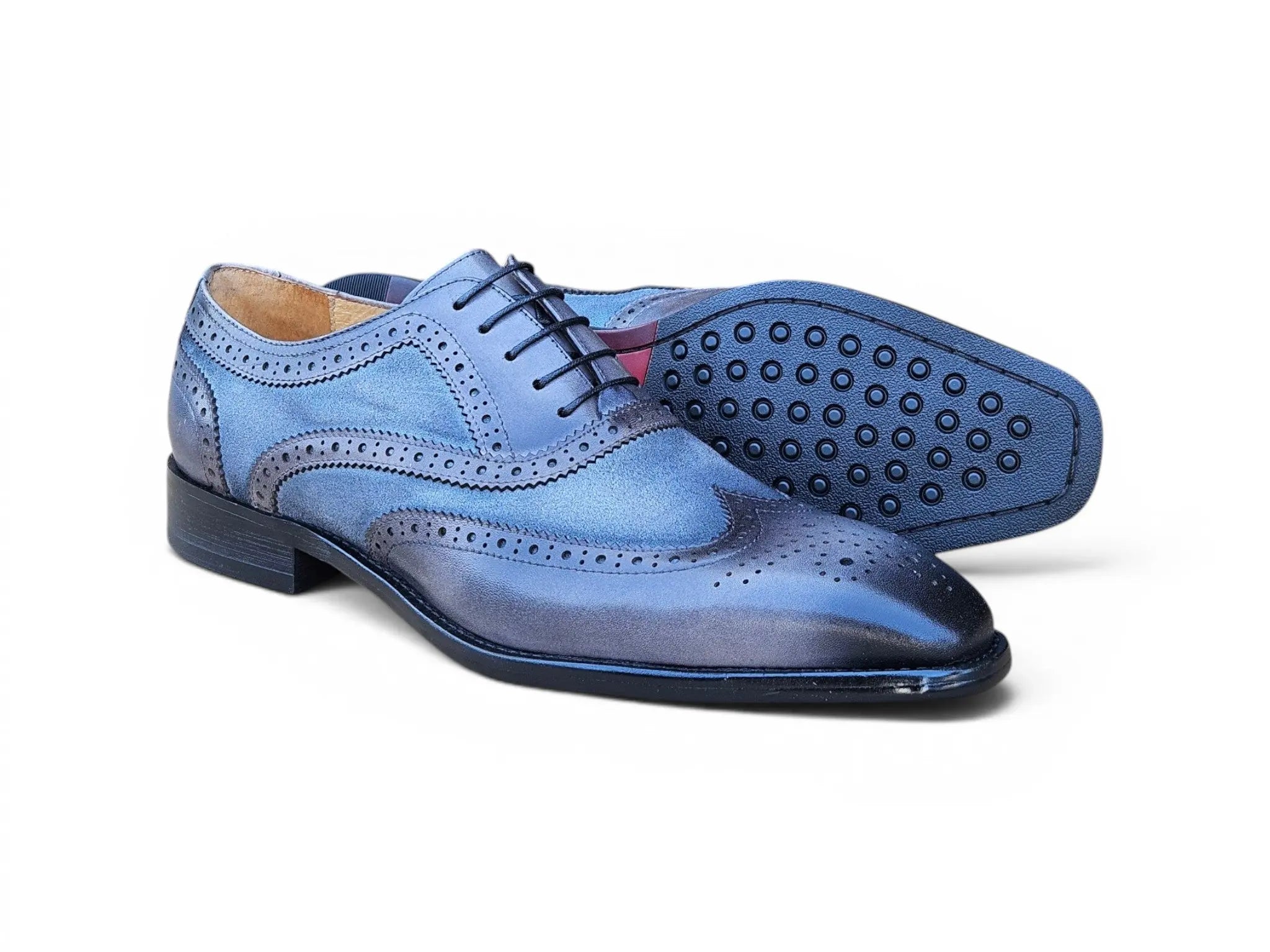 Mixed Media Burnished Wingtip Oxford Carrucci