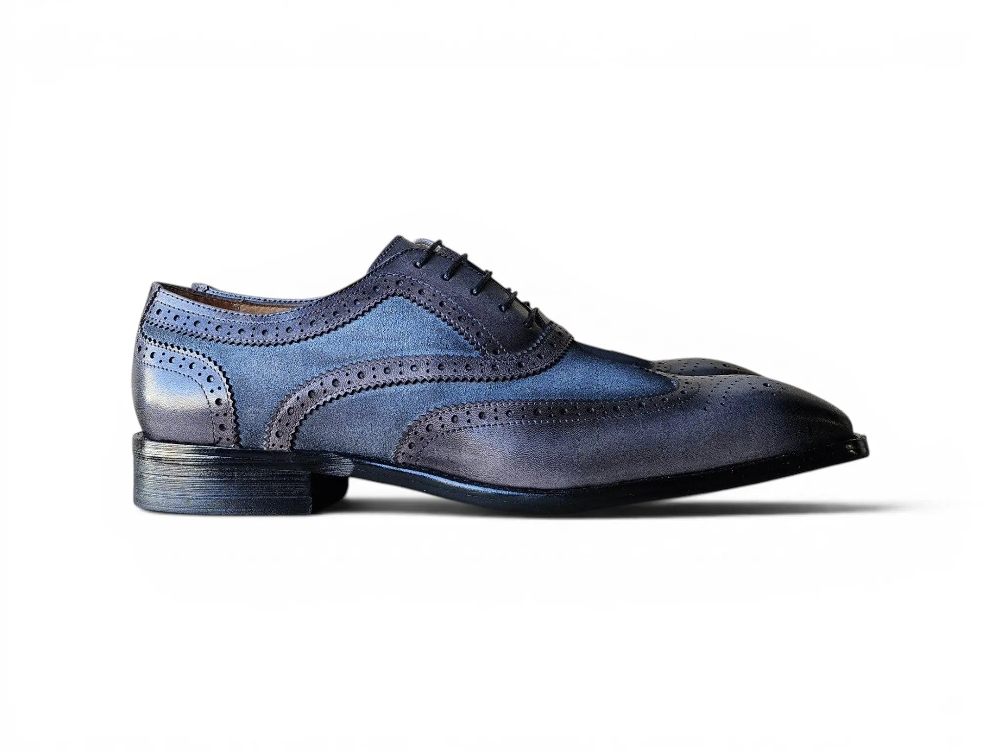 Mixed Media Burnished Wingtip Oxford Carrucci