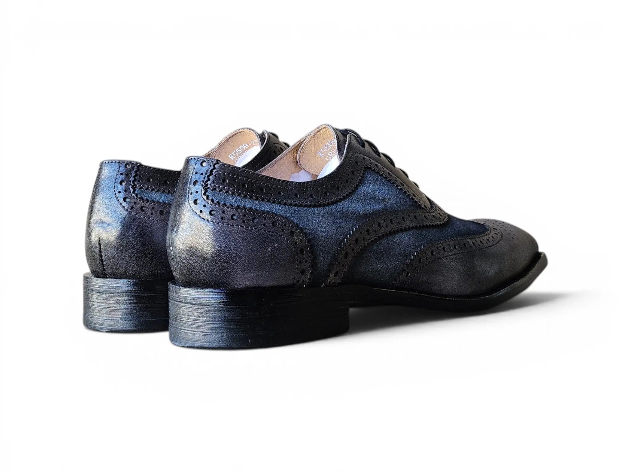 Mixed Media Burnished Wingtip Oxford Carrucci