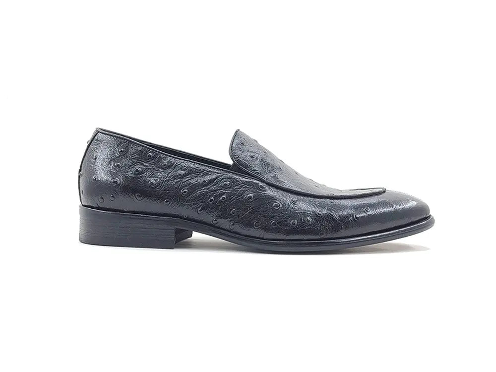 Ostrich Embossed Calfskin Slip-on Loafer Carrucci
