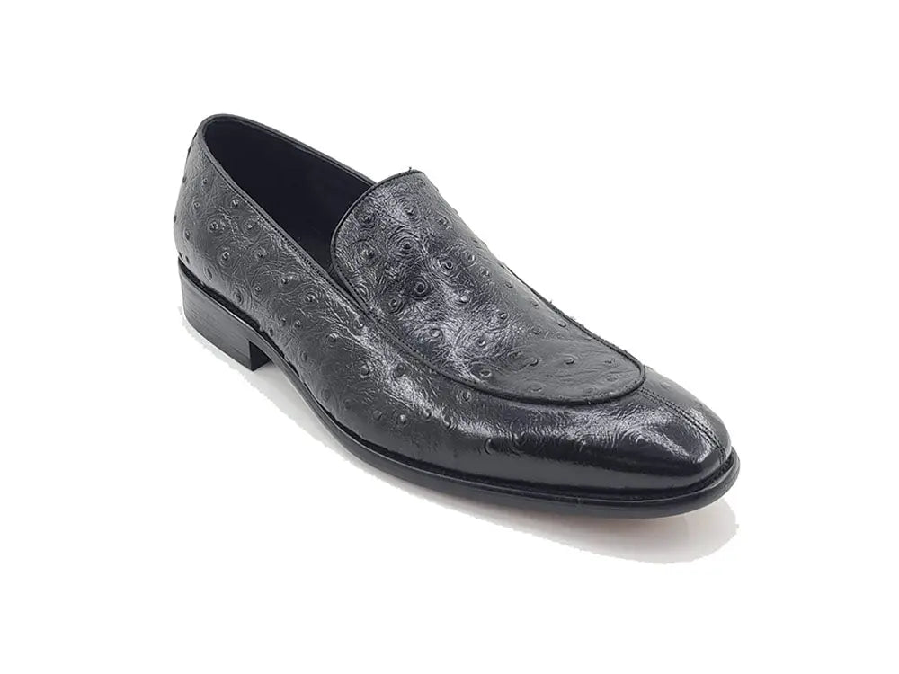 Ostrich Embossed Calfskin Slip-on Loafer Carrucci