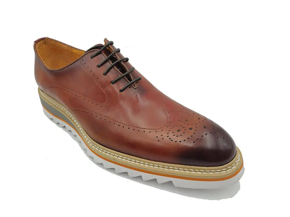 Patina Wing-tip Oxford with Medallion on Toe Carrucci