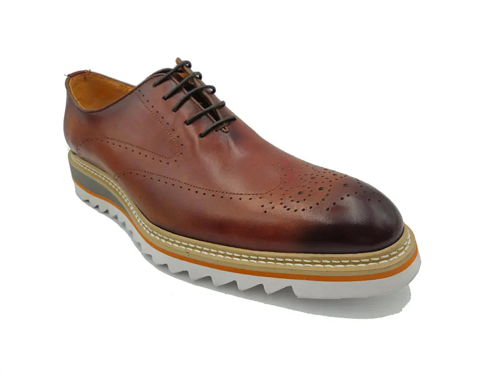 Patina Wing-tip Oxford with Medallion on Toe Carrucci