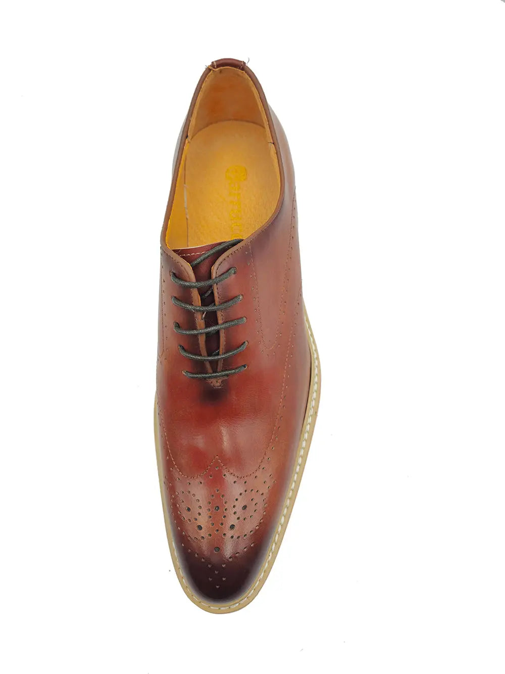 Patina Wing-tip Oxford with Medallion on Toe Carrucci