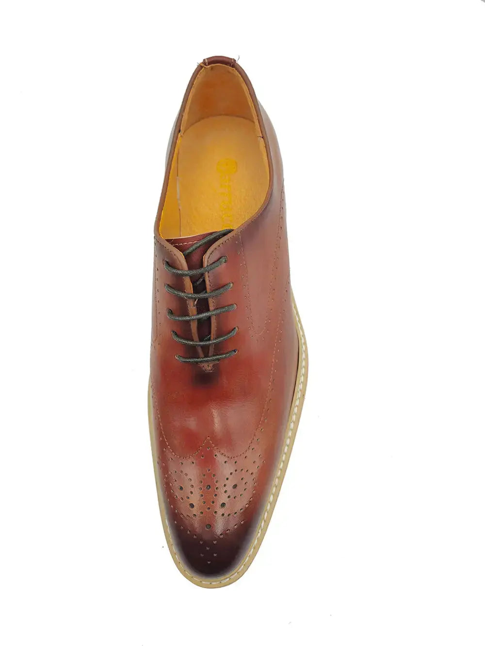 Patina Wing-tip Oxford with Medallion on Toe Carrucci