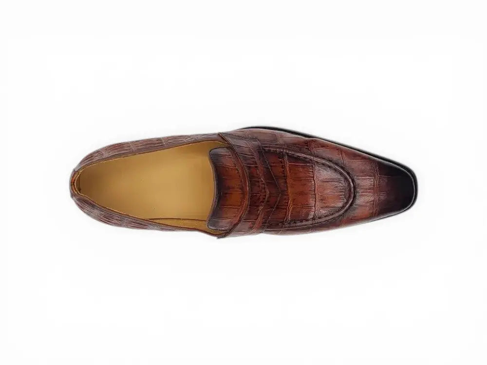 Penny Loafer Features Alligator Embossed Calfskin Carrucci