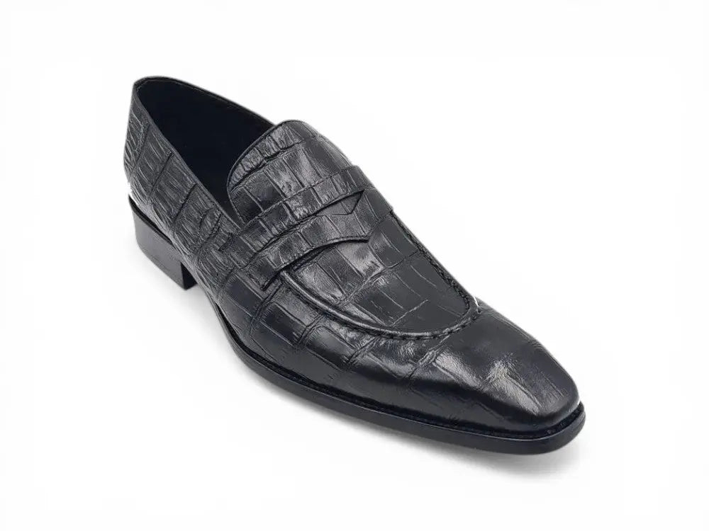 Penny Loafer Features Alligator Embossed Calfskin Carrucci