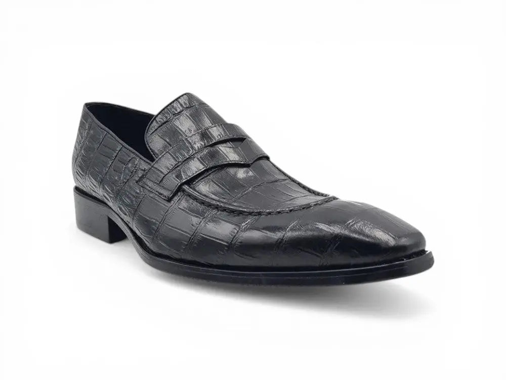 Penny Loafer Features Alligator Embossed Calfskin Carrucci