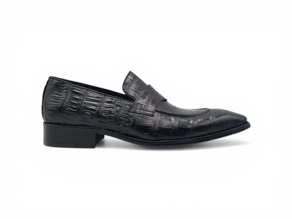 Penny Loafer Features Alligator Embossed Calfskin Carrucci