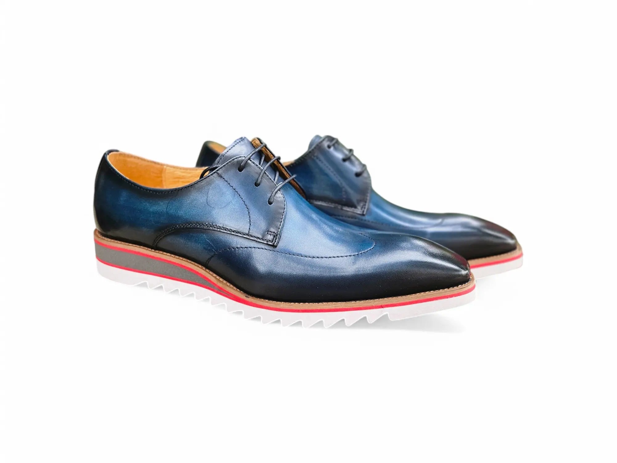 Plain Toe Wing-Tip Stitching Blucher Style Oxford