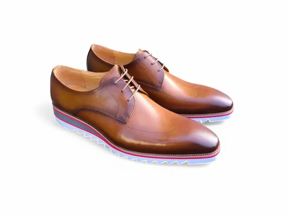 Plain Toe Wing-tip Stitching Blucher style Oxford Carrucci