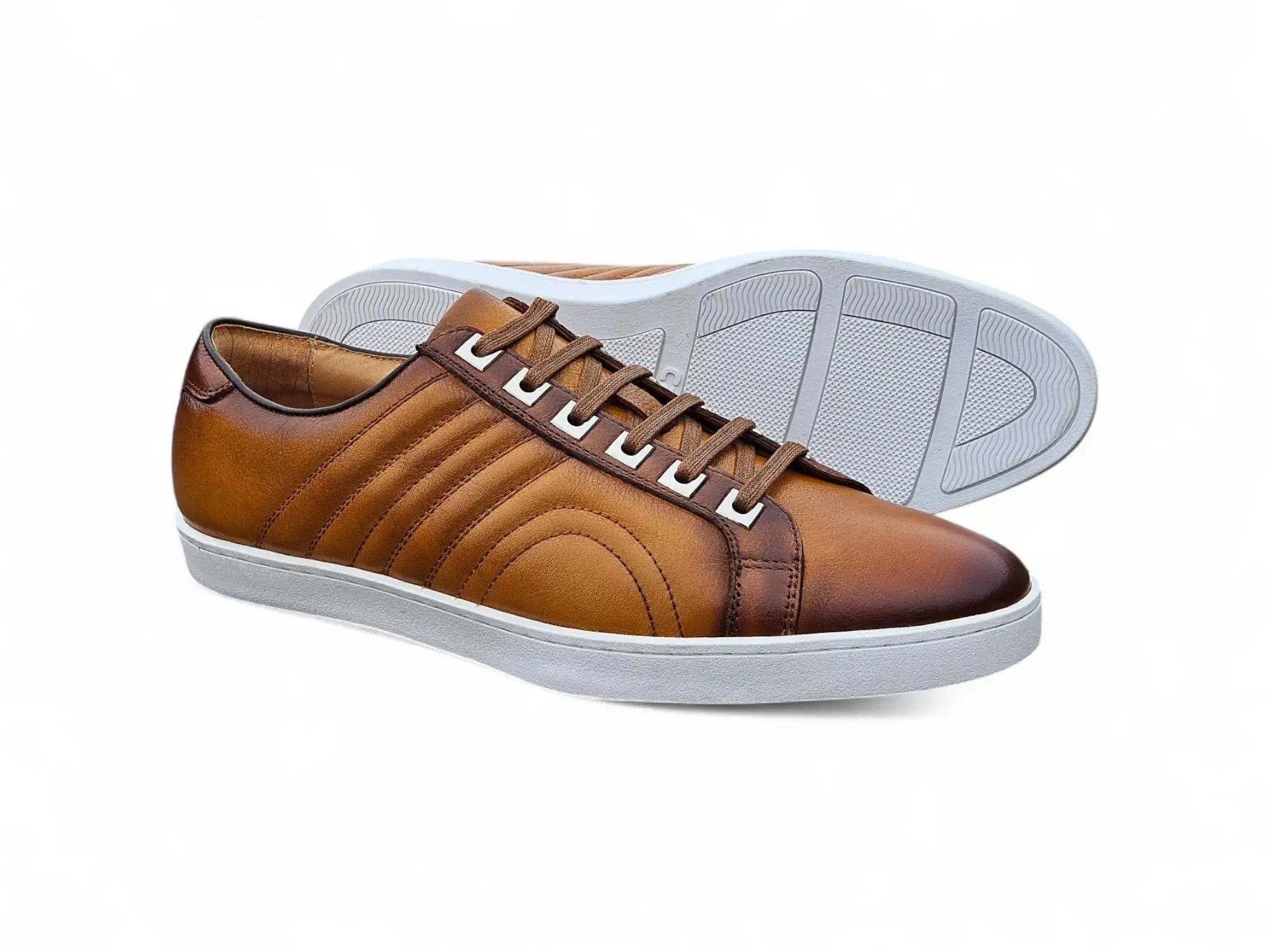 Primo Hand Burnished Leather Sneakers Carrucci