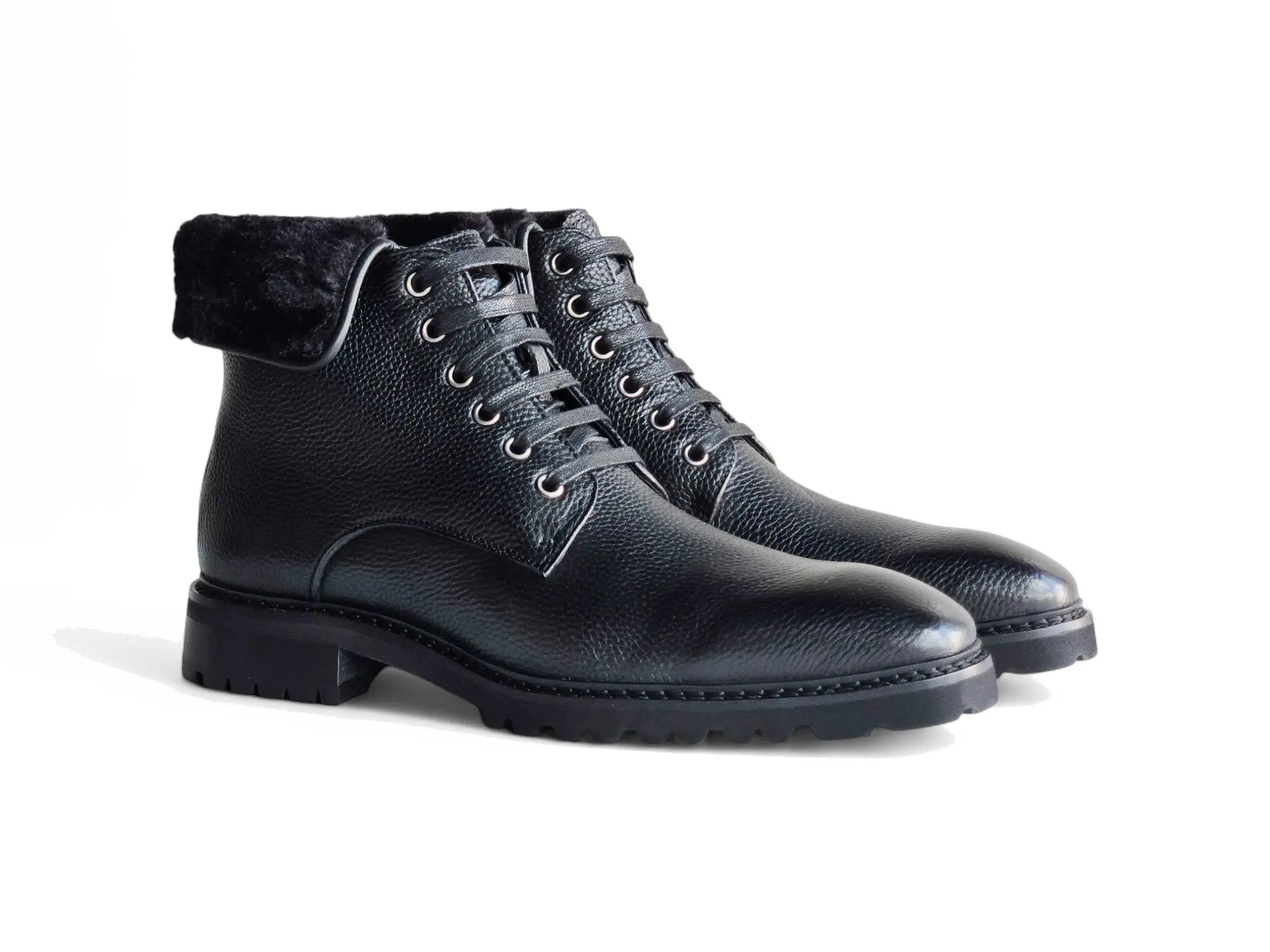 Rugged Leather Boot with Faux Shearling Carrucci