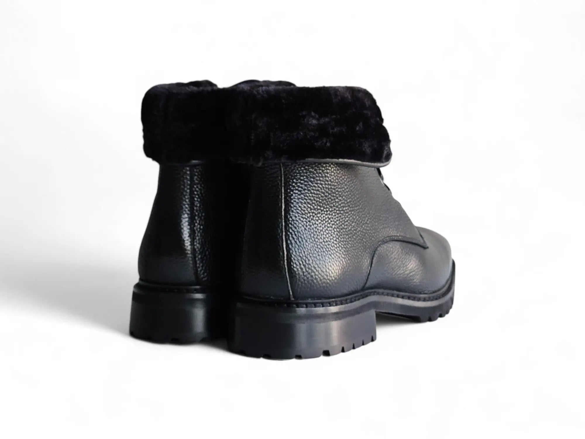 Rugged Leather Boot with Faux Shearling Carrucci