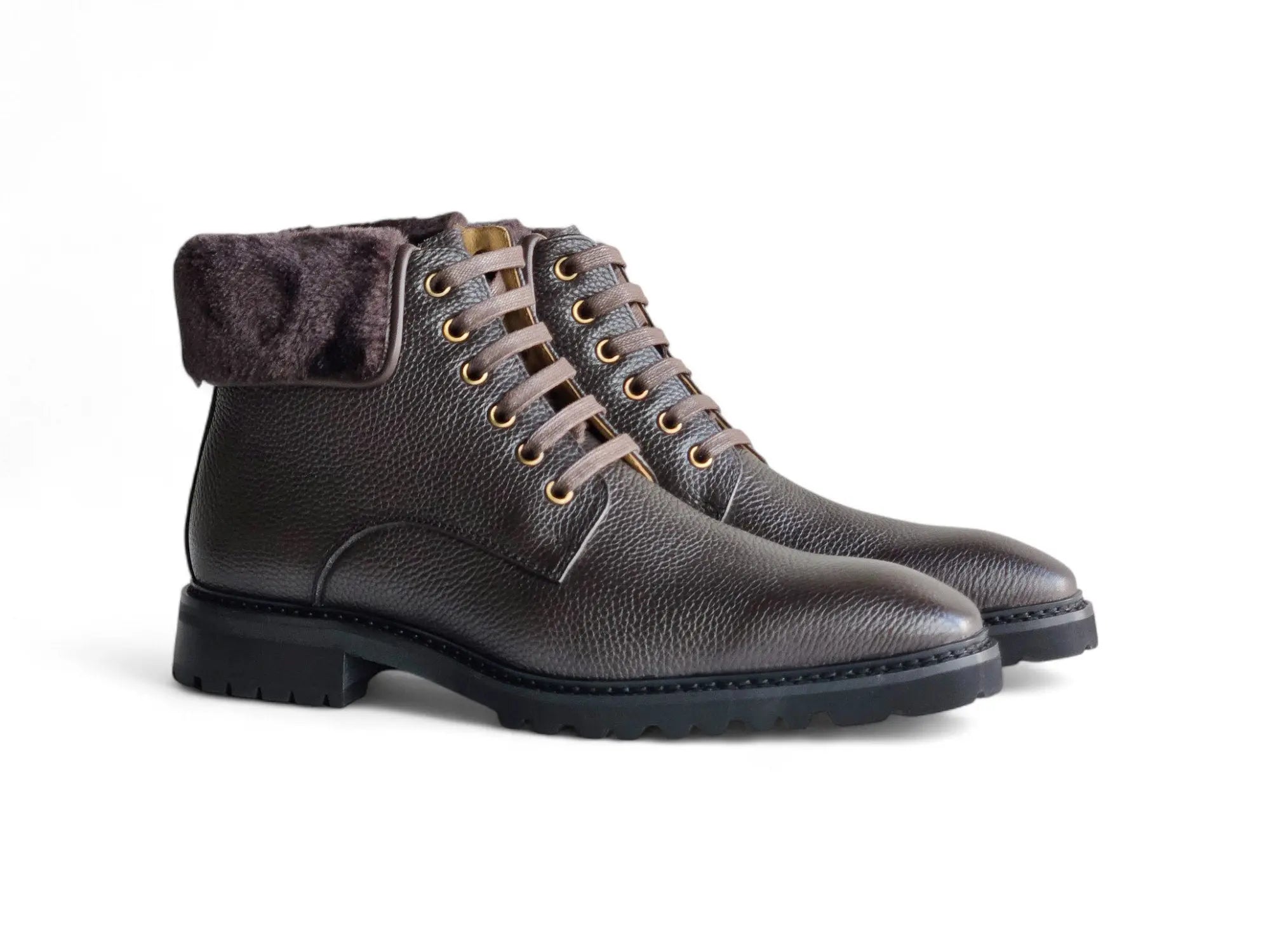 Rugged Leather Boot with Faux Shearling Carrucci