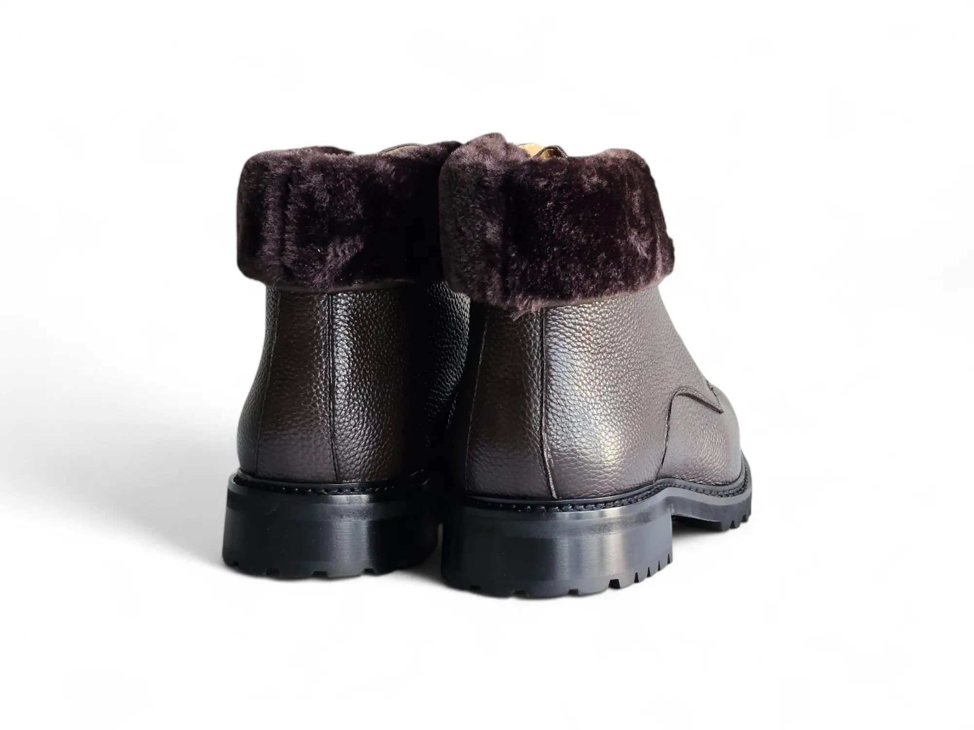 Rugged Leather Boot with Faux Shearling Carrucci