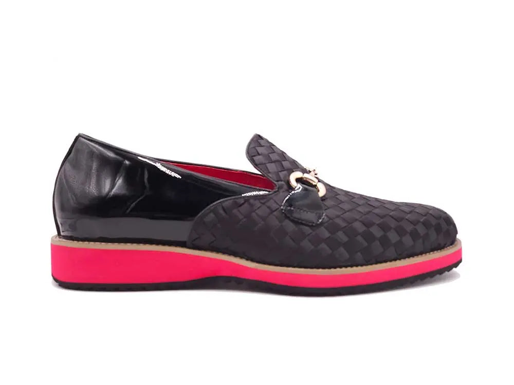 Satin Weave Leather Bit Loafer Carrucci