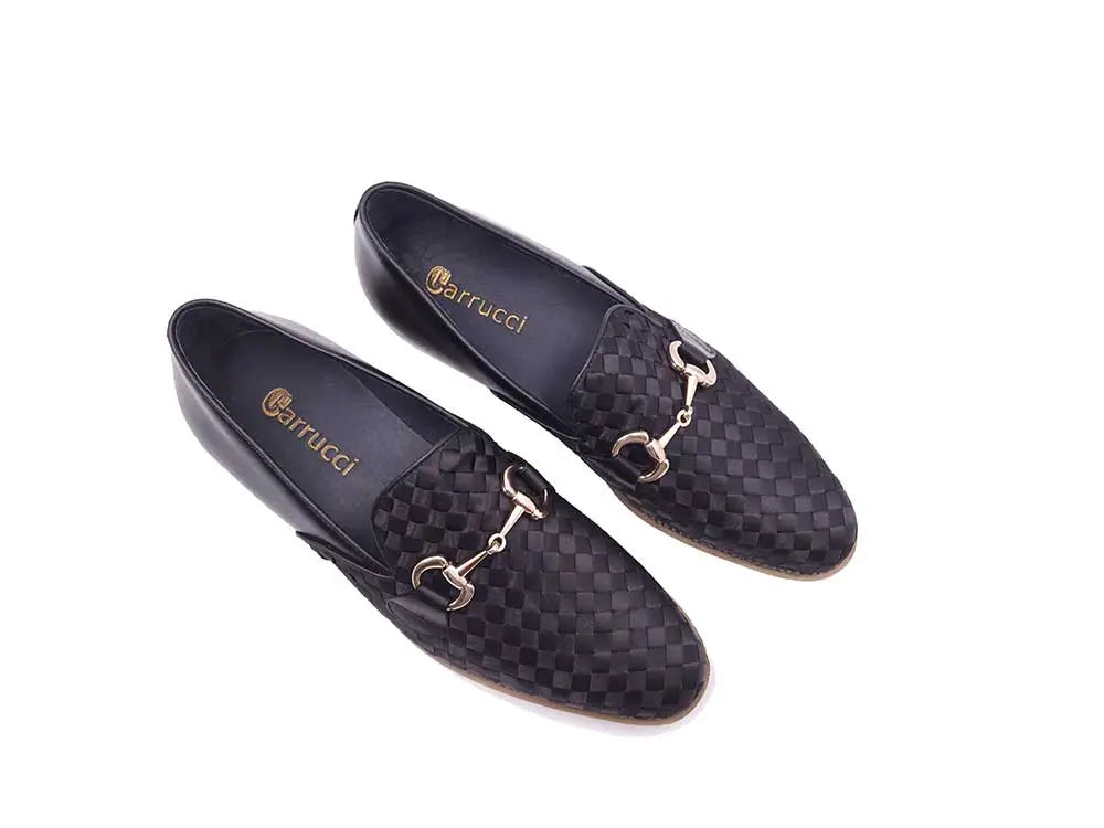 Satin Weave Leather Bit Loafer Carrucci