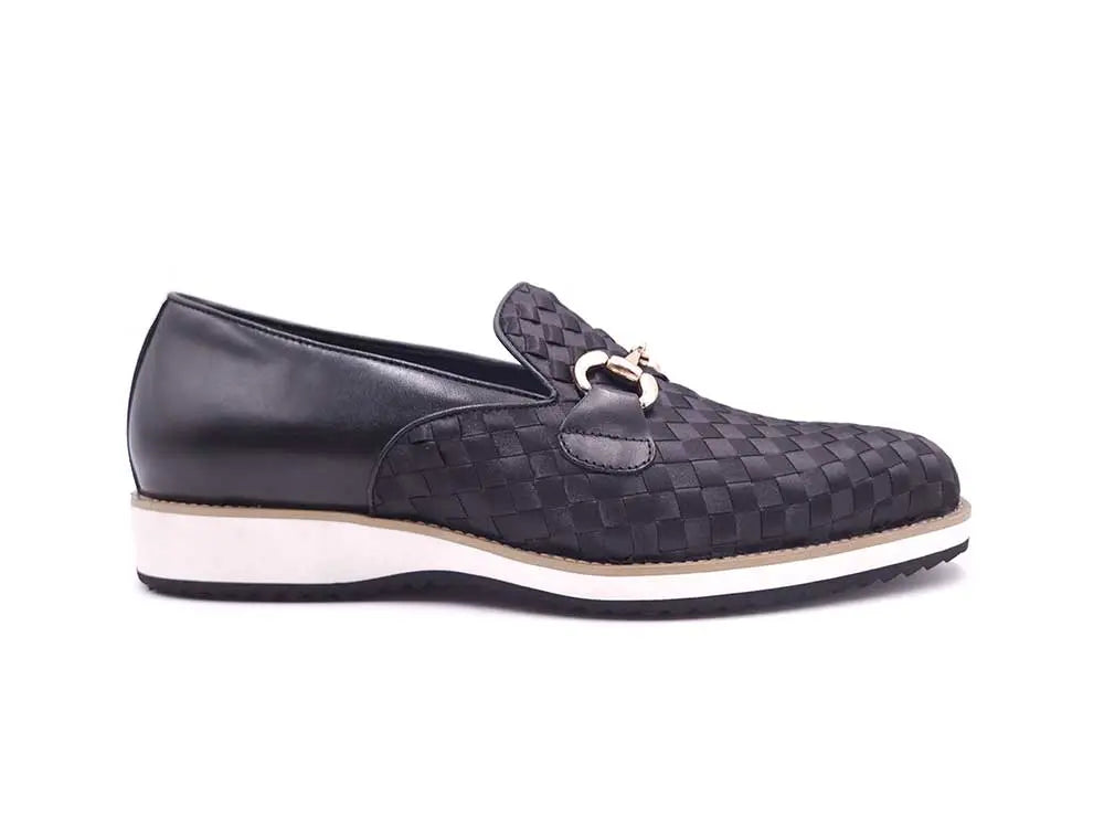 Satin Weave Leather Bit Loafer Carrucci