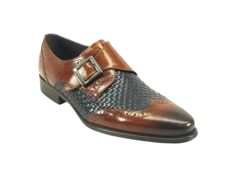 Single Monk Strap Leather Braided Shoe Carrucci