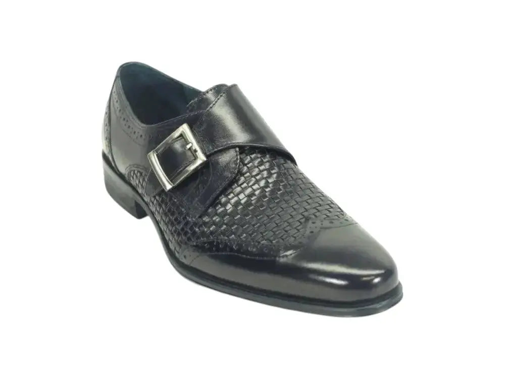 Single Monk Strap Leather Braided Shoe Carrucci