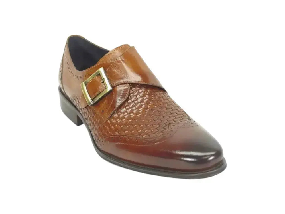 Single Monk Strap Leather Braided Shoe Carrucci