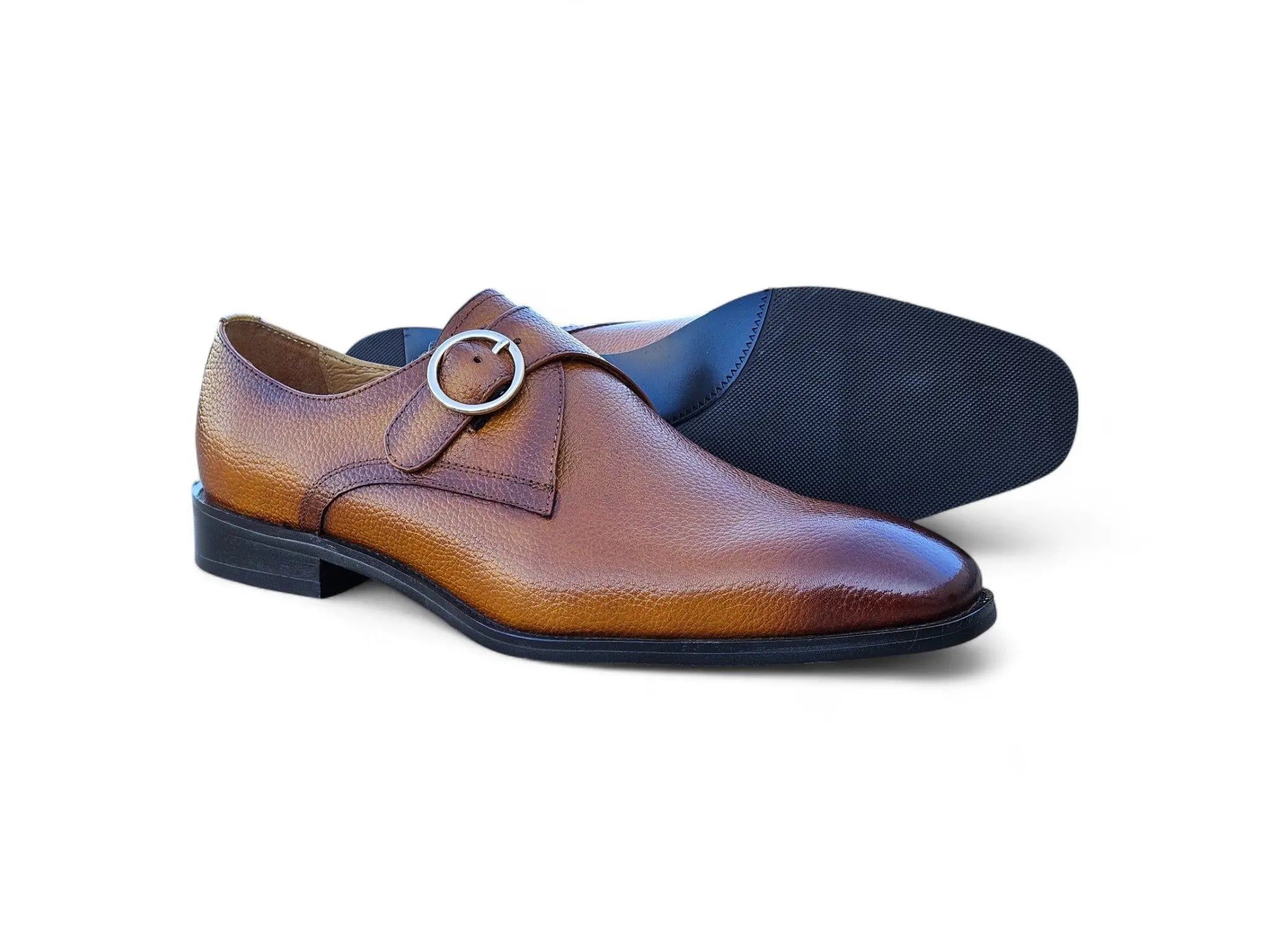 Single Monk Strap Plain Toe Shoes Carrucci