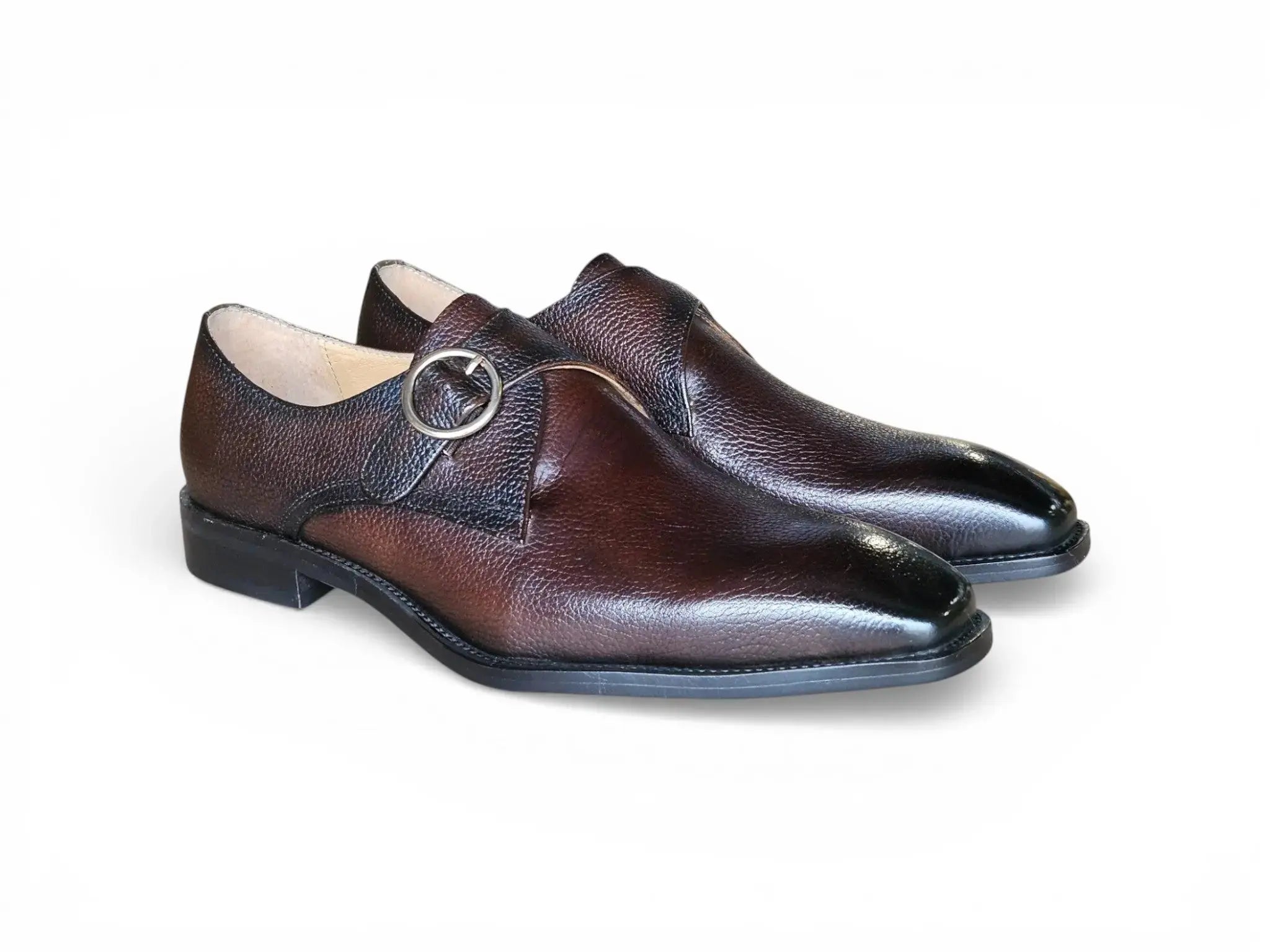 Single Monk Strap Plain Toe Shoes - Carrucci Shoes