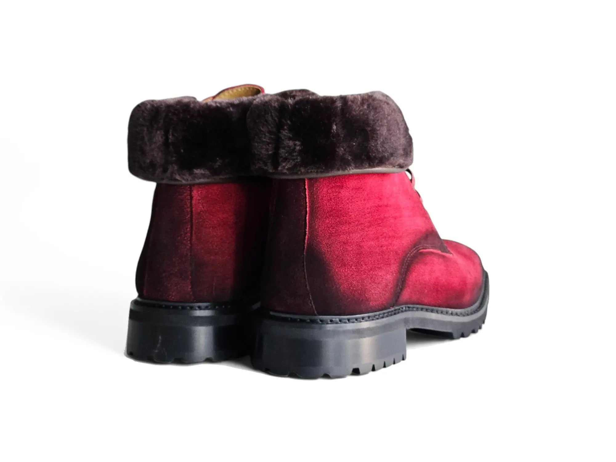 Suede Faux Shearling Combat Boot Carrucci