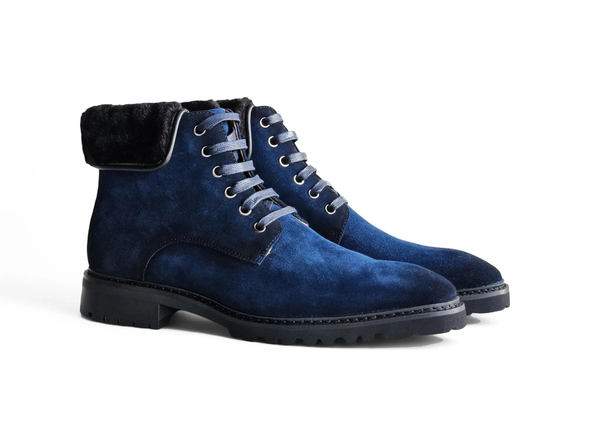 Suede Faux Shearling Combat Boot Carrucci