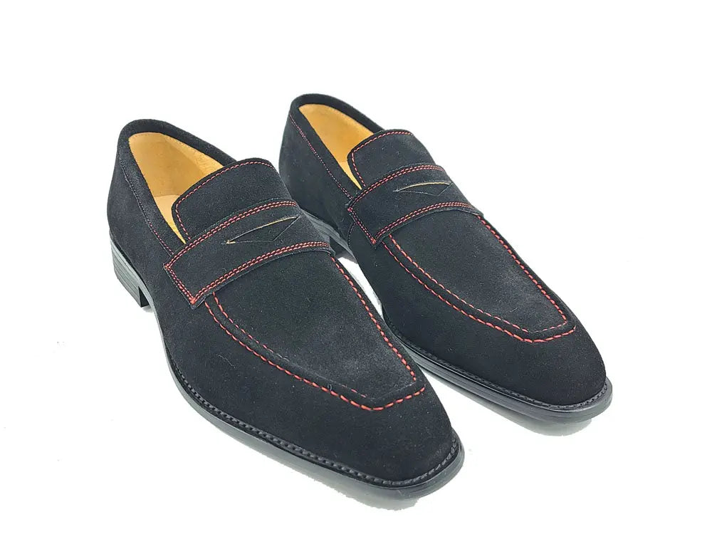 Suede Penny Loafer contrast stitching Carrucci