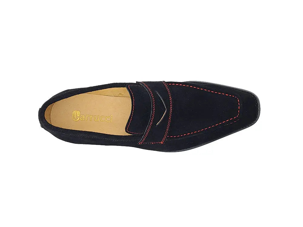 Suede Penny Loafer contrast stitching Carrucci