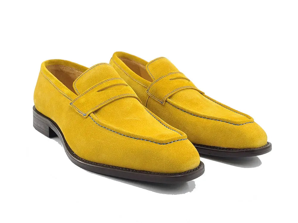 Suede Penny Loafer contrast stitching Carrucci