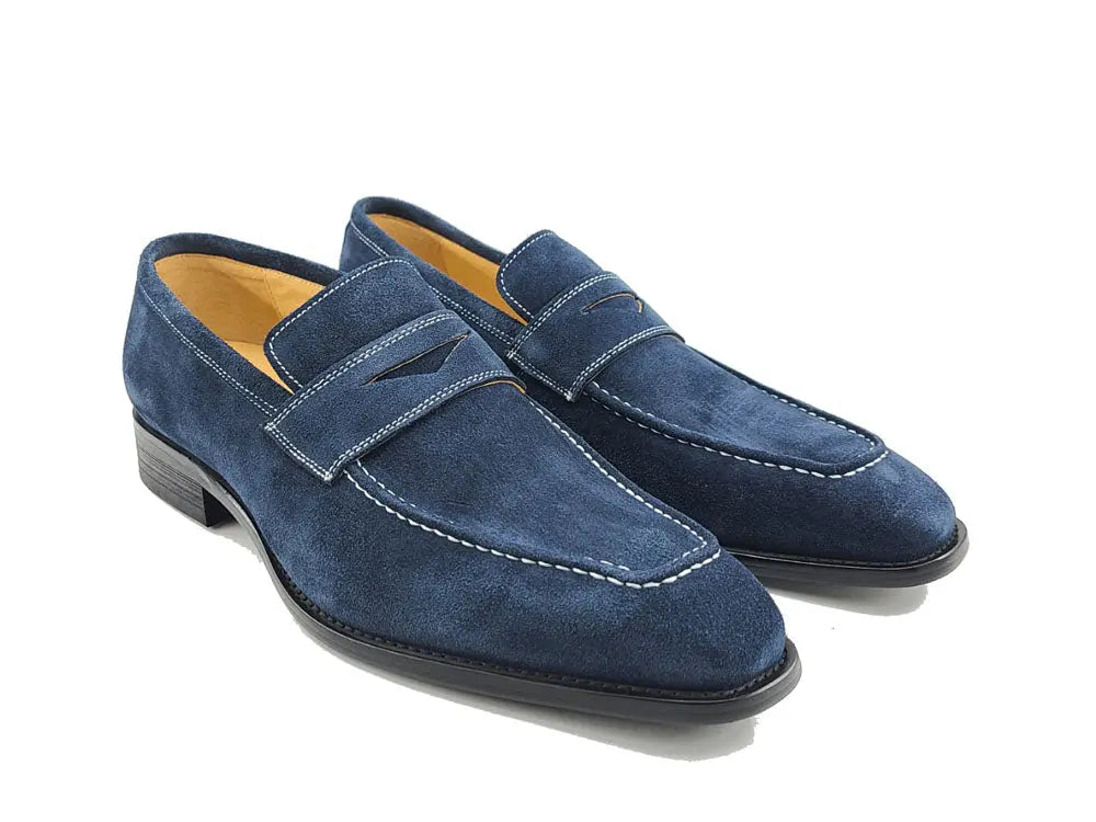 Suede Penny Loafer contrast stitching Carrucci