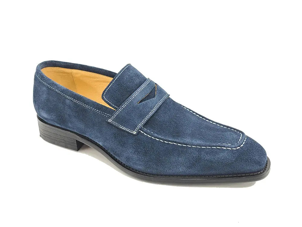Suede Penny Loafer contrast stitching Carrucci