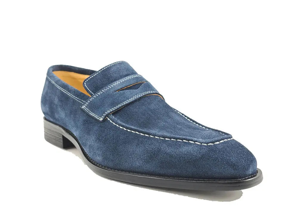 Suede Penny Loafer contrast stitching Carrucci
