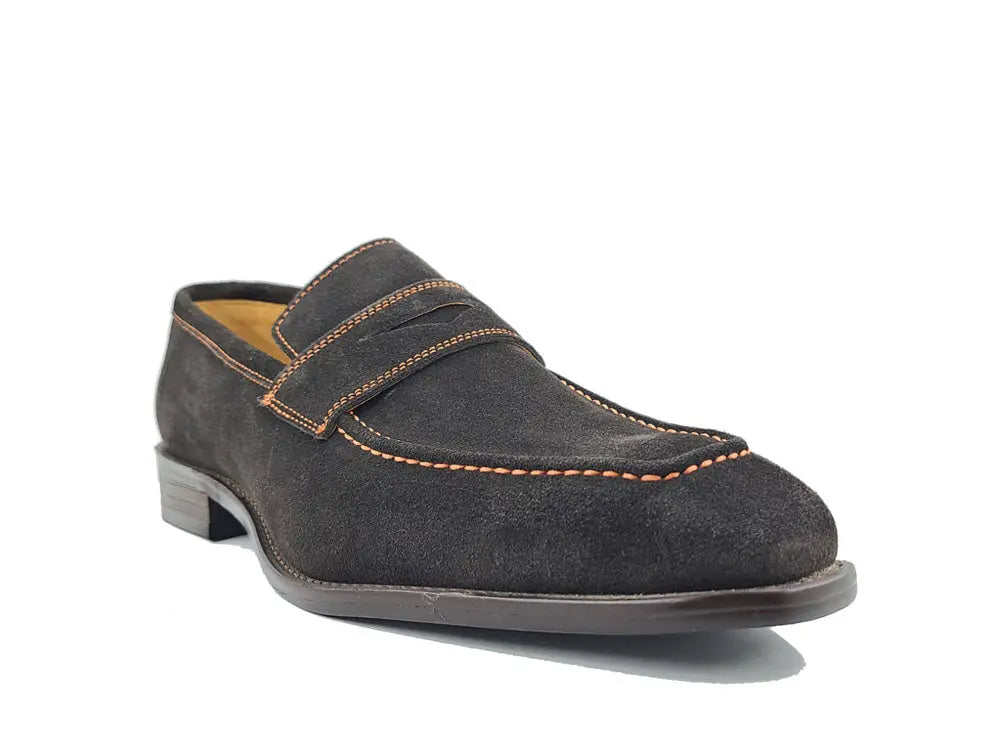 Suede Penny Loafer contrast stitching Carrucci