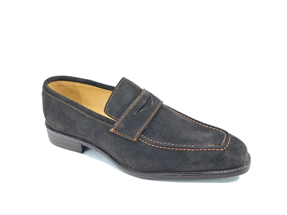 Suede Penny Loafer contrast stitching Carrucci