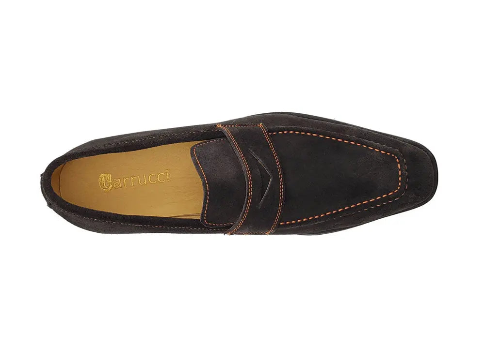 Suede Penny Loafer contrast stitching Carrucci