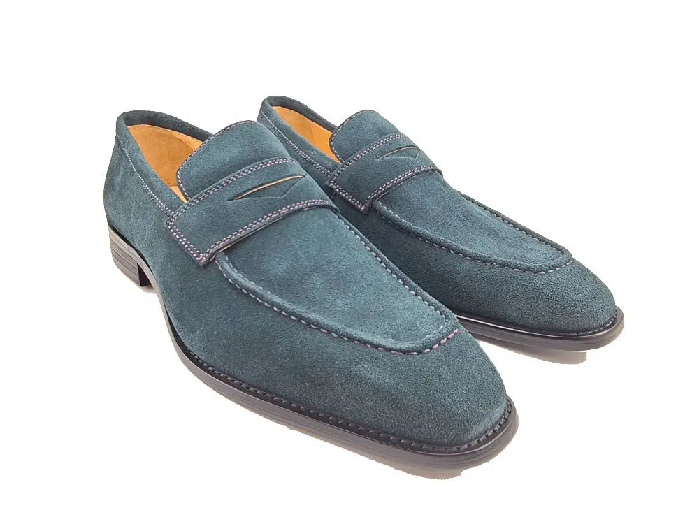 Suede Penny Loafer contrast stitching Carrucci