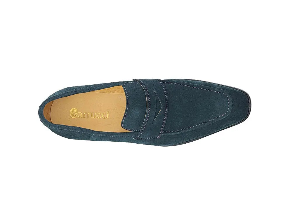 Suede Penny Loafer contrast stitching Carrucci