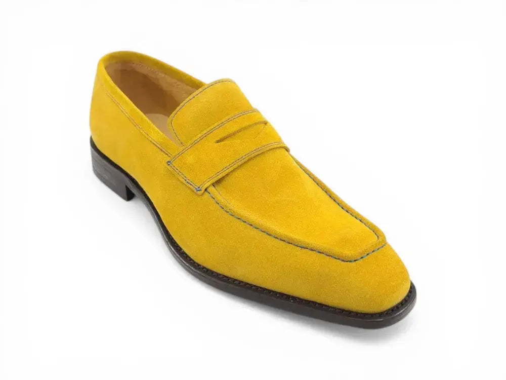 Suede Penny Loafer contrast stitching Carrucci