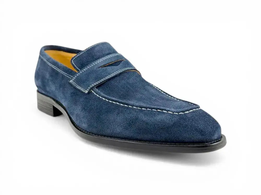 Suede Penny Loafer contrast stitching Carrucci
