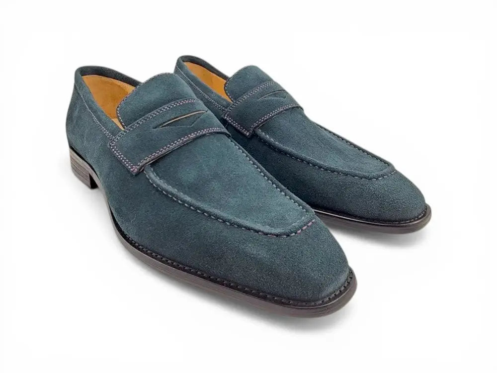 Suede Penny Loafer contrast stitching Carrucci