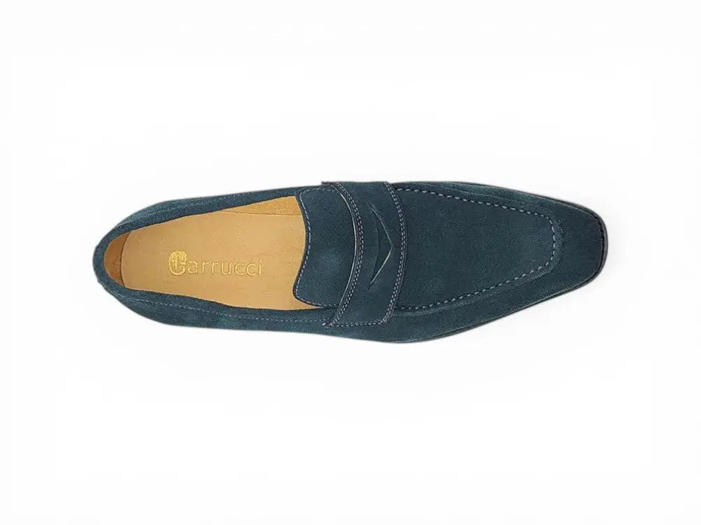 Suede Penny Loafer contrast stitching Carrucci