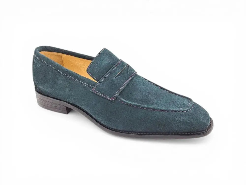 Suede Penny Loafer contrast stitching Carrucci